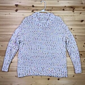 Seven7 Sweater Womens Small Cream Popcorn Chenille Confetti Accents Pullover